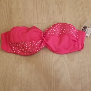 Victoria's Secret pink rhinestone bandeau swim top